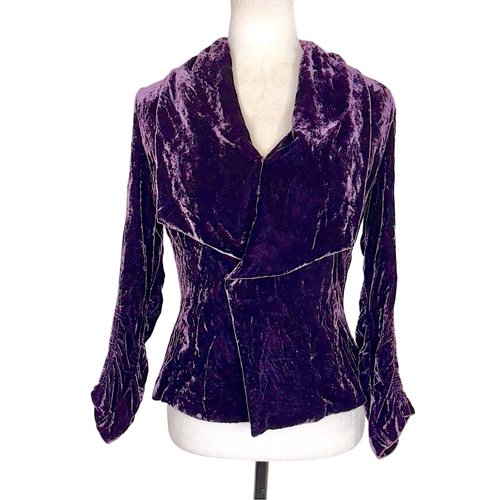 Spiegel purple velvet blazer top